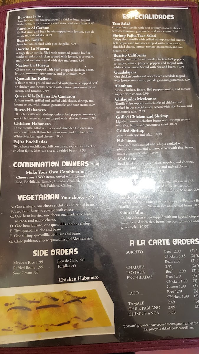 La Huerta Méxican Restaurant Menu 7