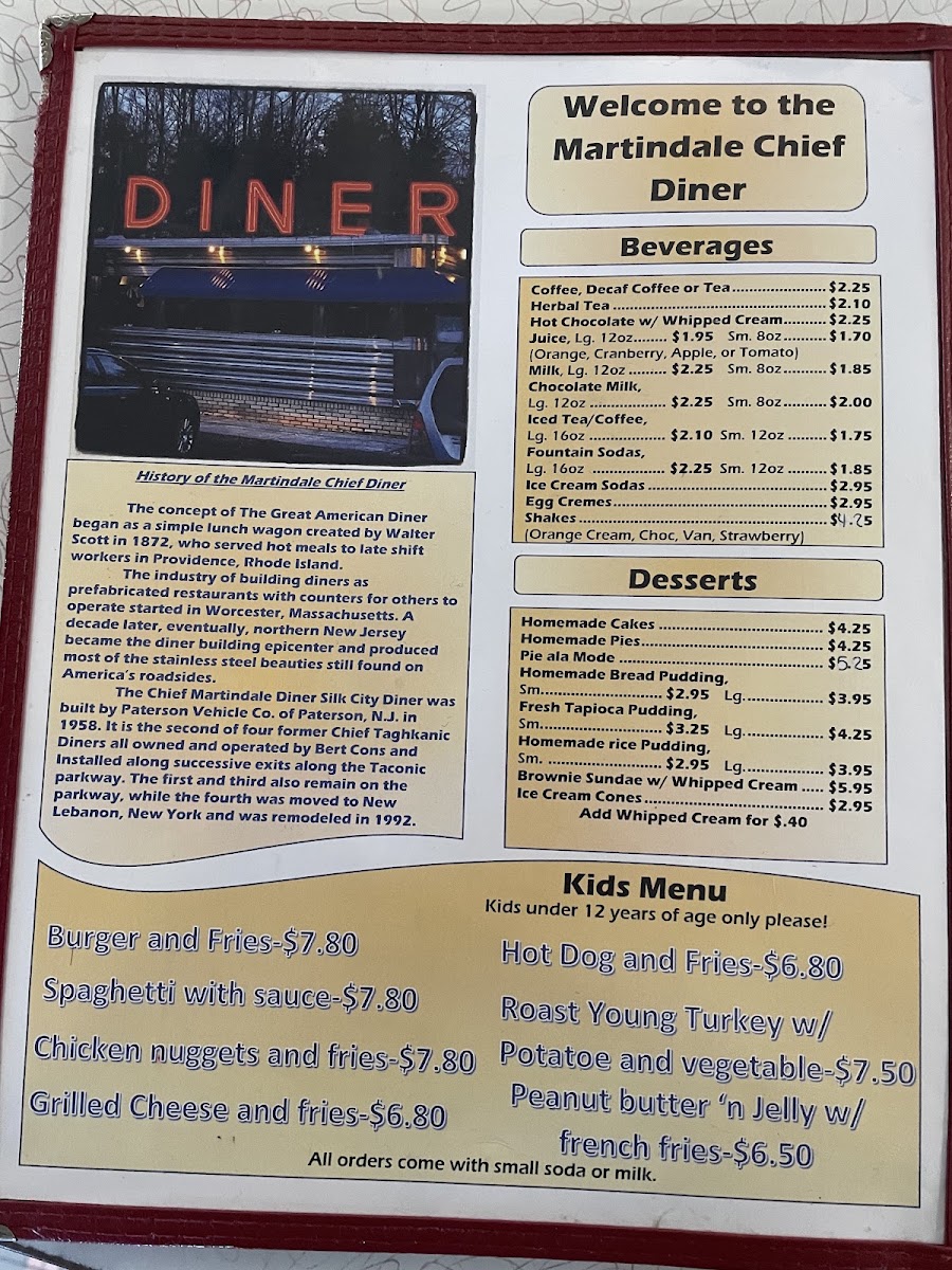 Martindale Chief Diner Menu 8