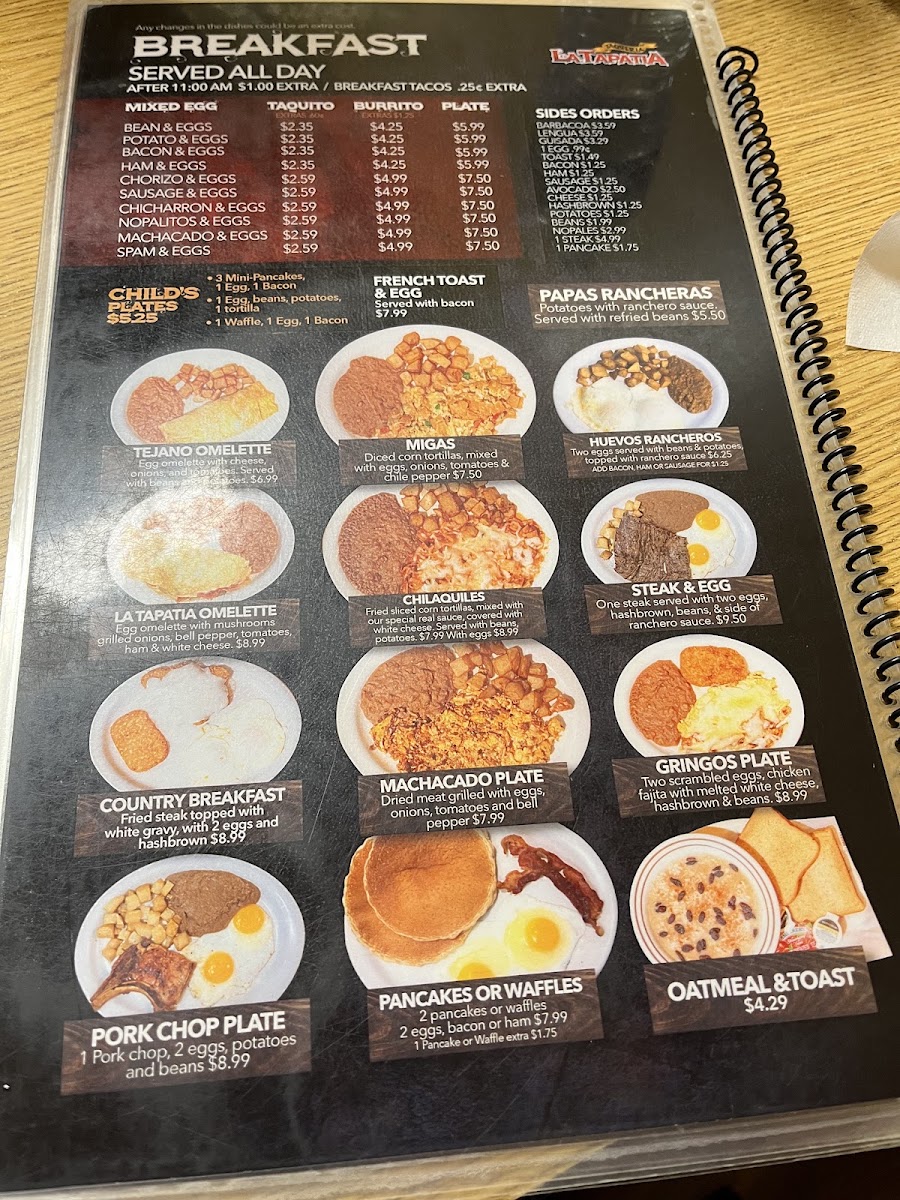La Tapatia Restaurant Menu 1