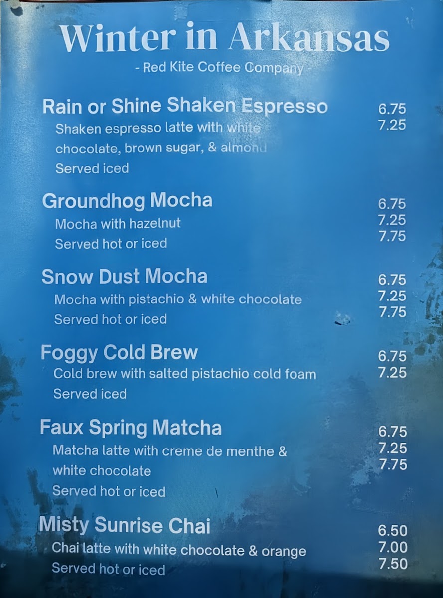 Red Kite Coffee Company Menu 2