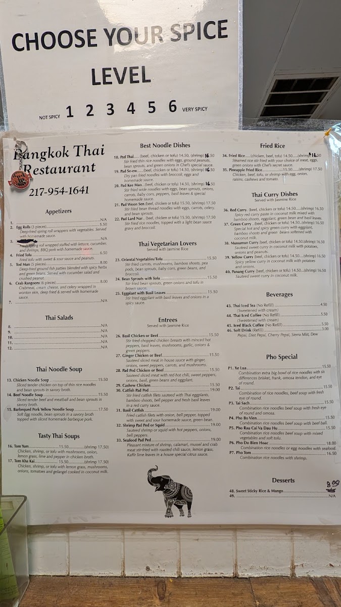 Bangkok Thai Restaurant & Pho 911 Menu 1
