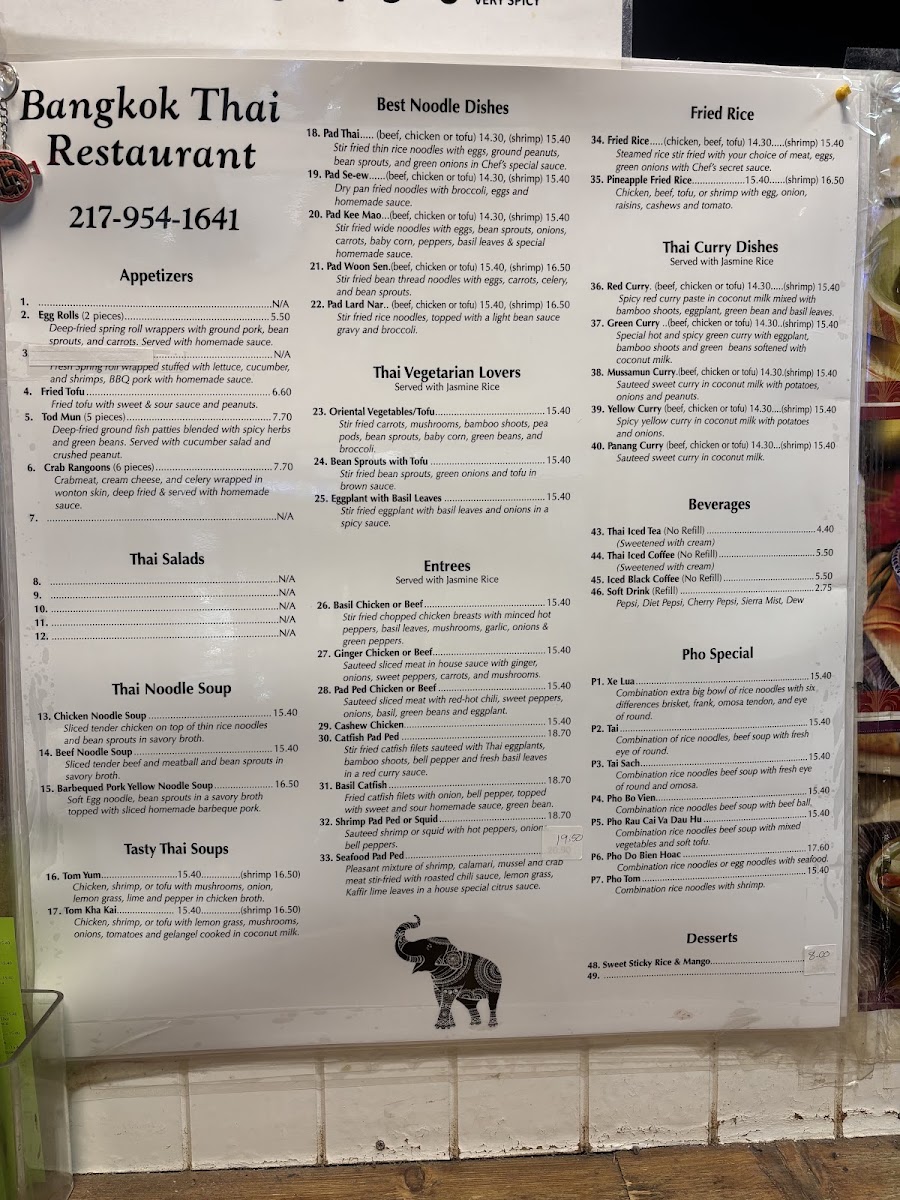 Bangkok Thai Restaurant & Pho 911 Menu 2
