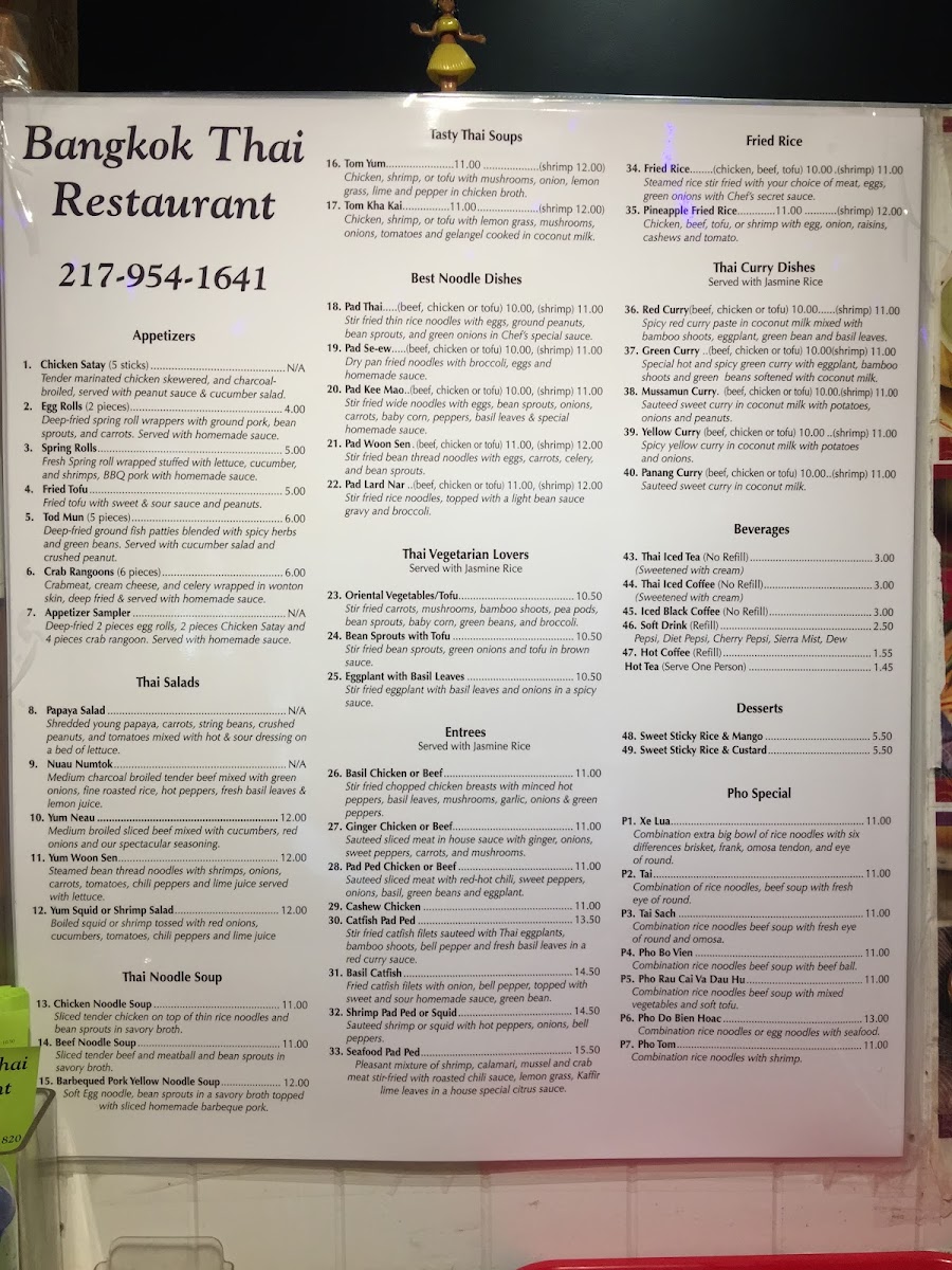 Bangkok Thai Restaurant & Pho 911 Menu 7