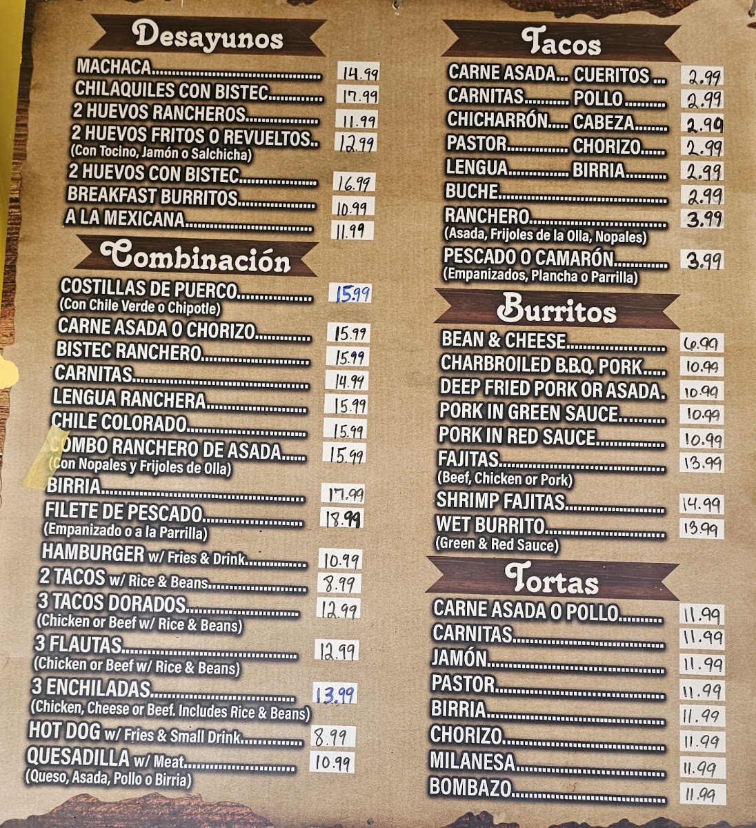 El Trigo Restaurant Menu 1
