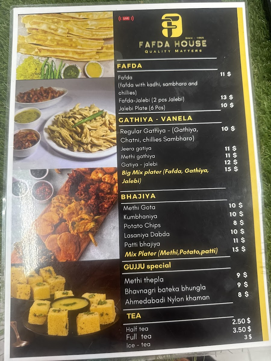 FAFDA house - Pure Veg Indian cafe and take away shop Menu 1