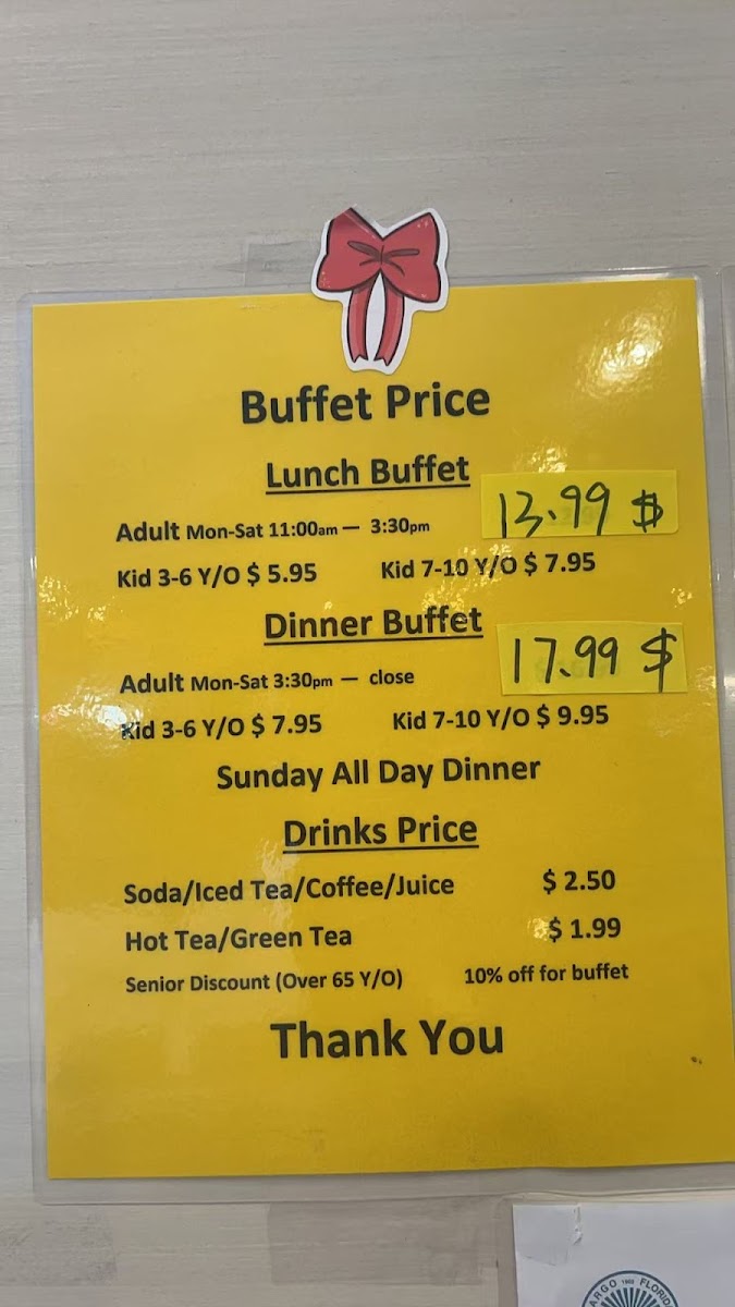 Largo Hibachi Buffet Menu 1