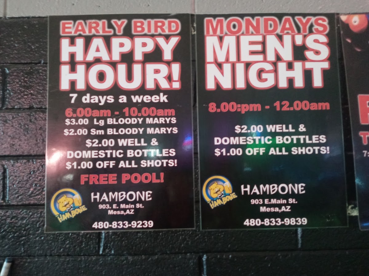 Hambone Sports Bar Menu 1