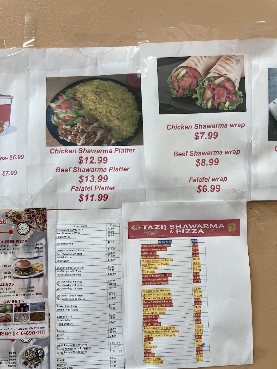 TAZIJ SHAWARMA AND PIZZA Menu 9