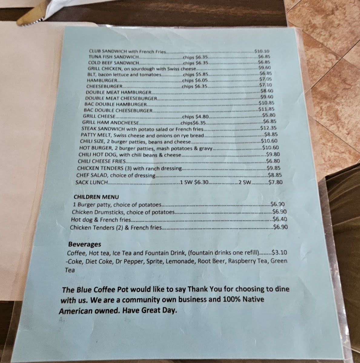 Blue Coffee Pot Restaurant Menu 10