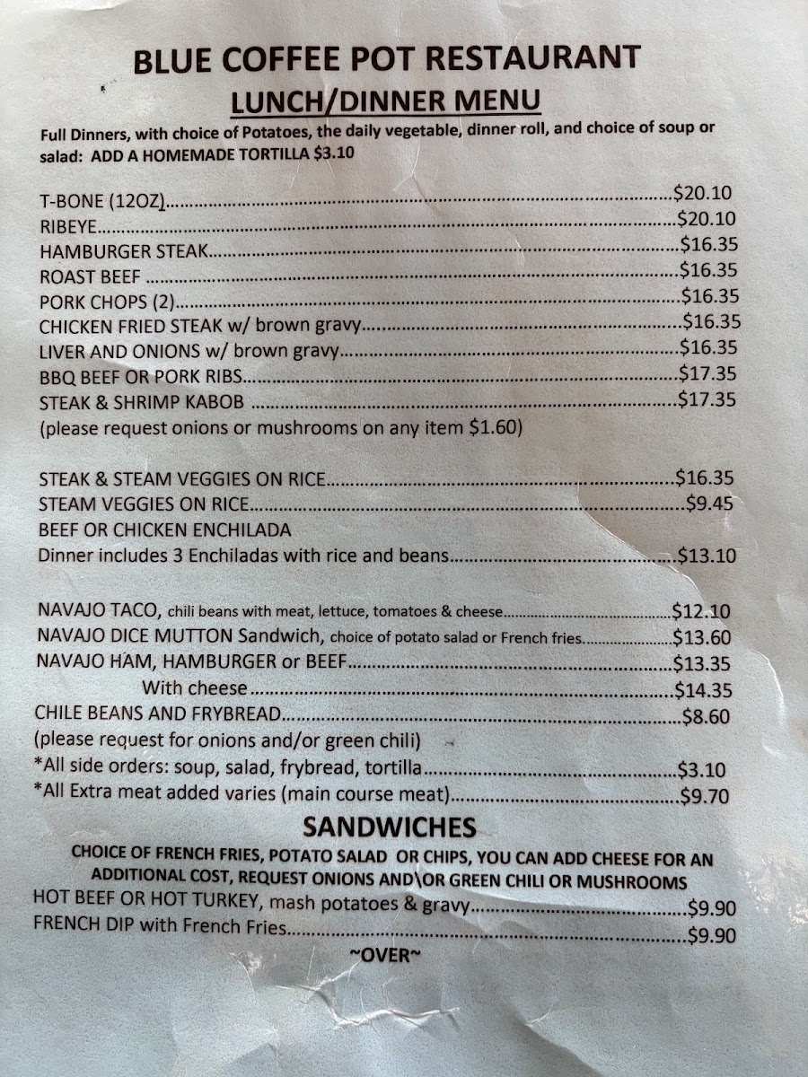 Blue Coffee Pot Restaurant Menu 9