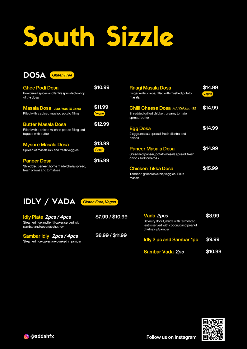 Adda Indian Eatery Menu 1