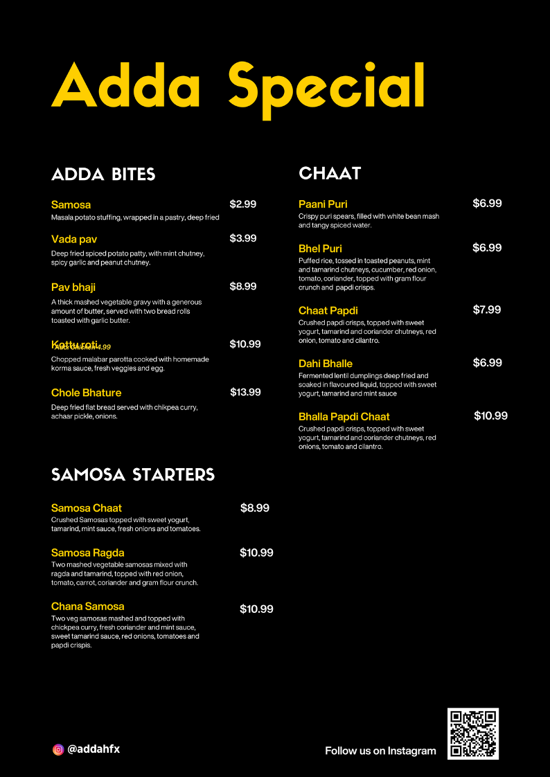 Adda Indian Eatery Menu 2
