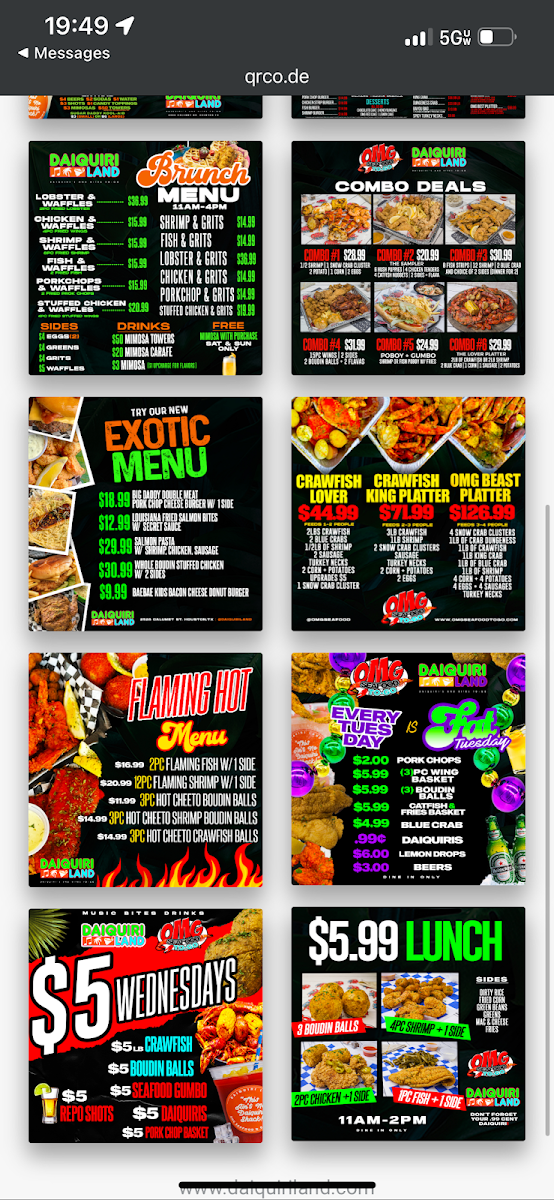 Daiquiri Land Menu 10