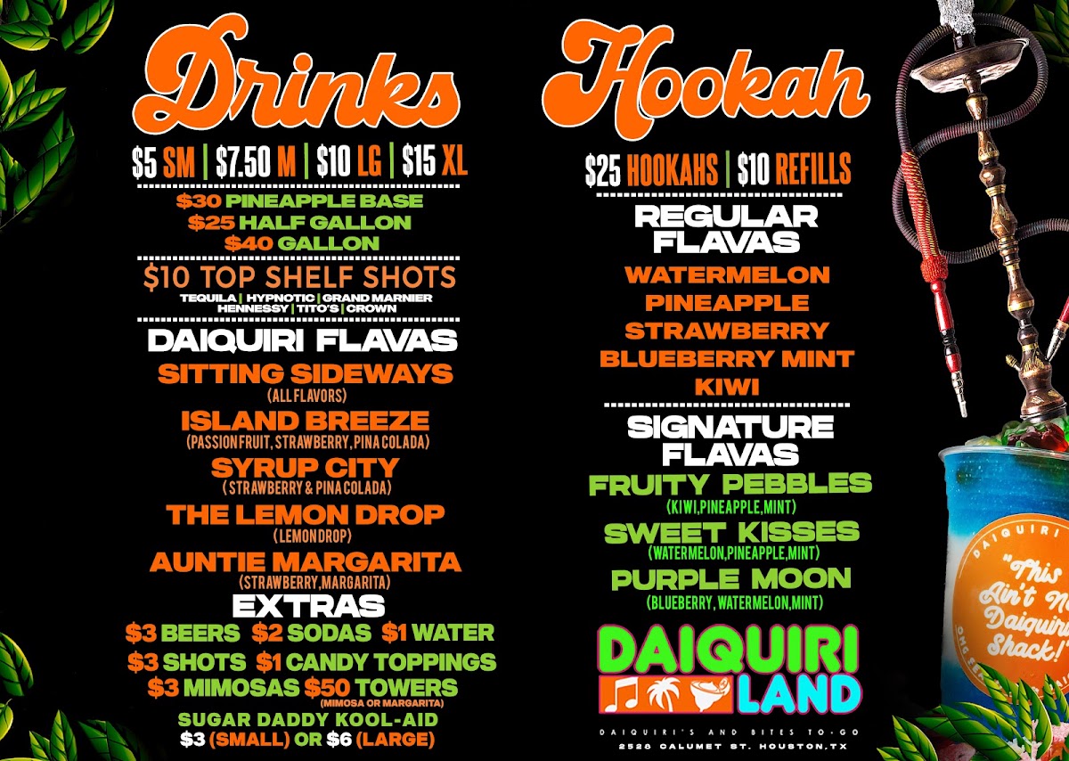 Daiquiri Land Menu 3