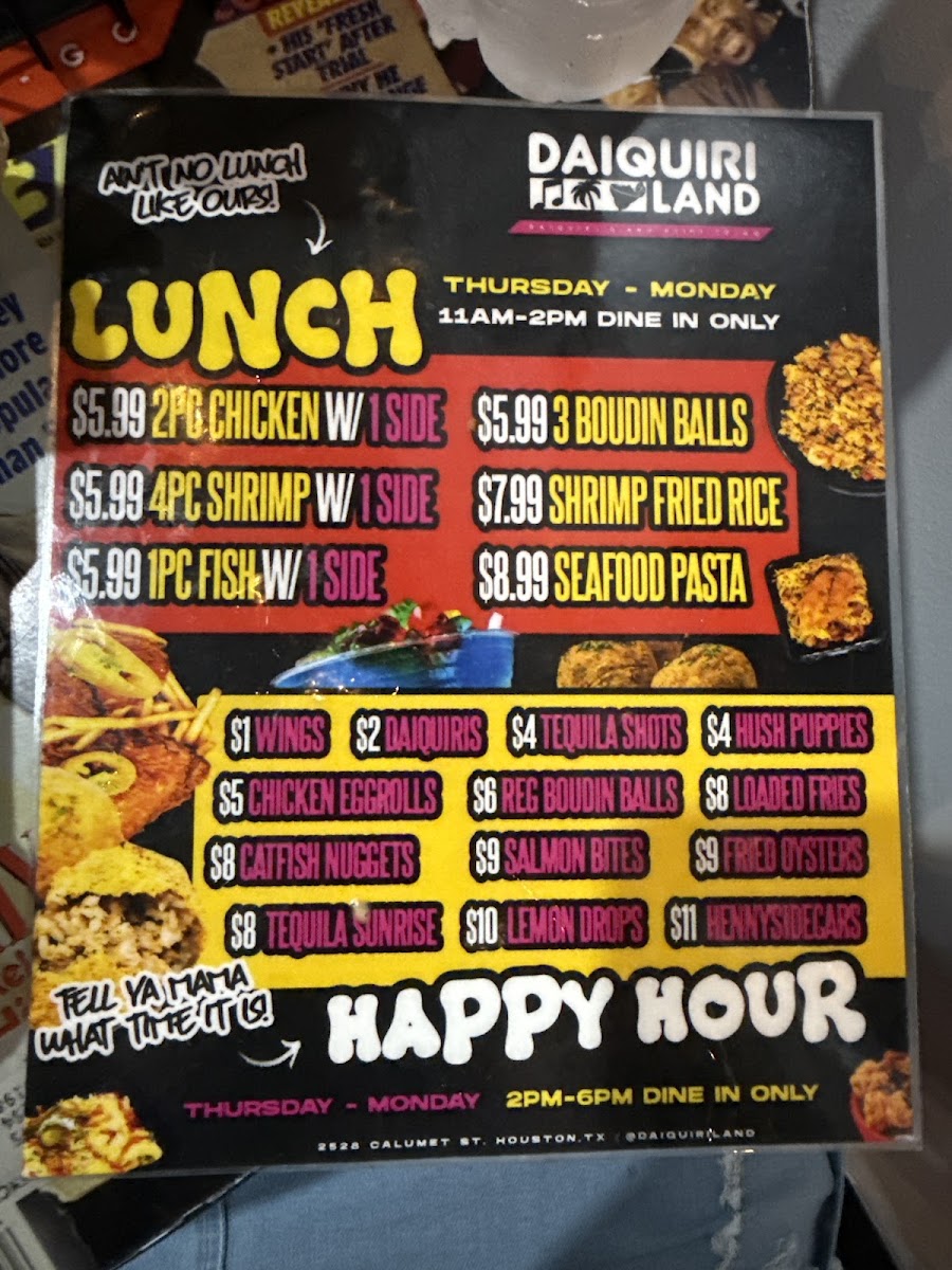 Daiquiri Land Menu 4