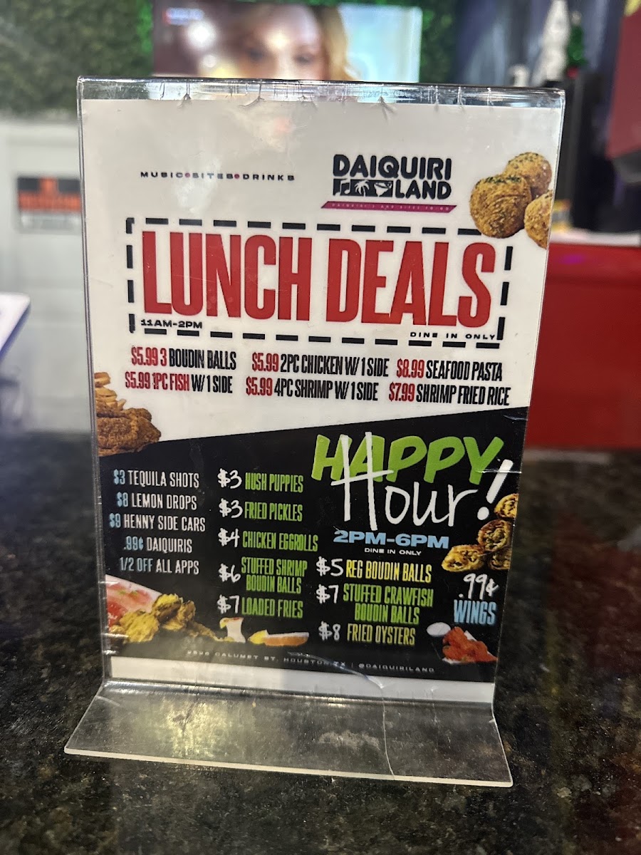 Daiquiri Land Menu 5