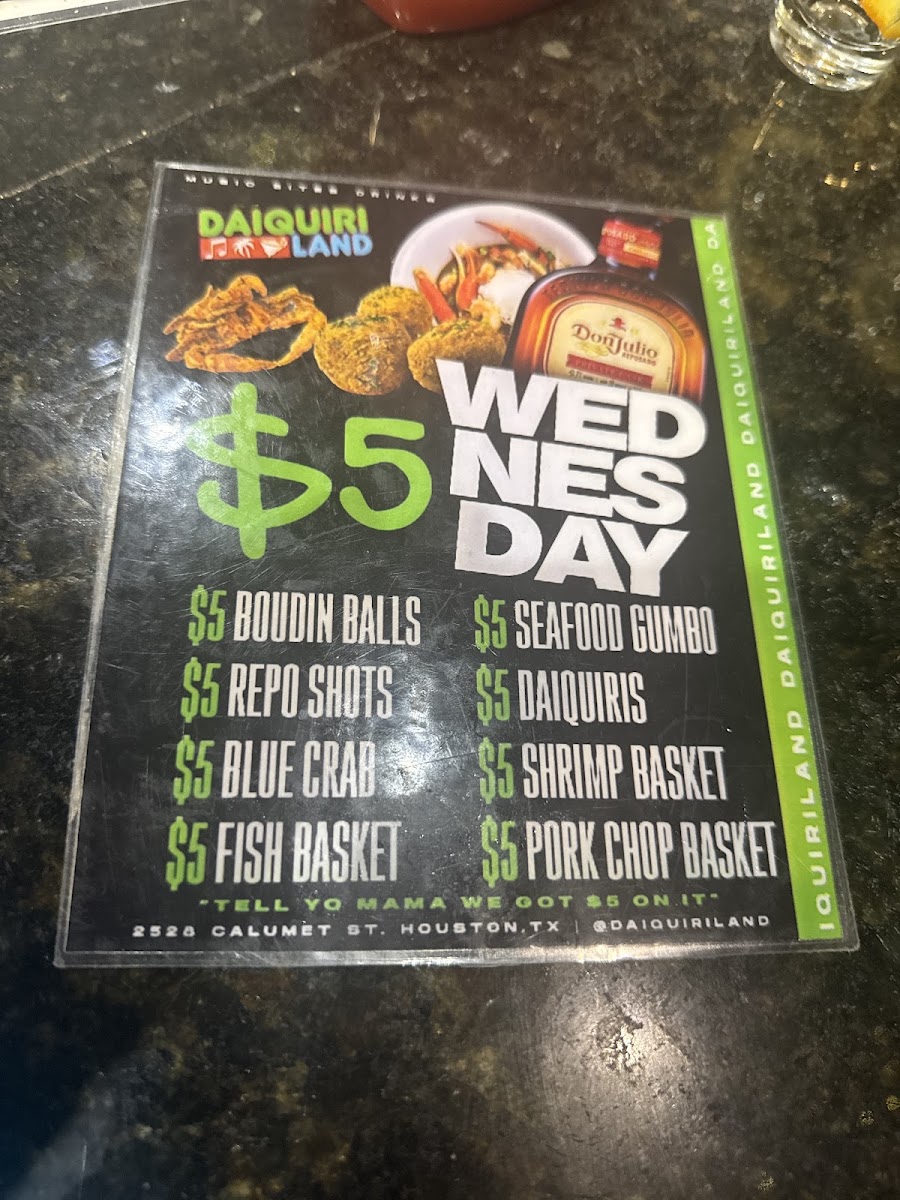 Daiquiri Land Menu 9