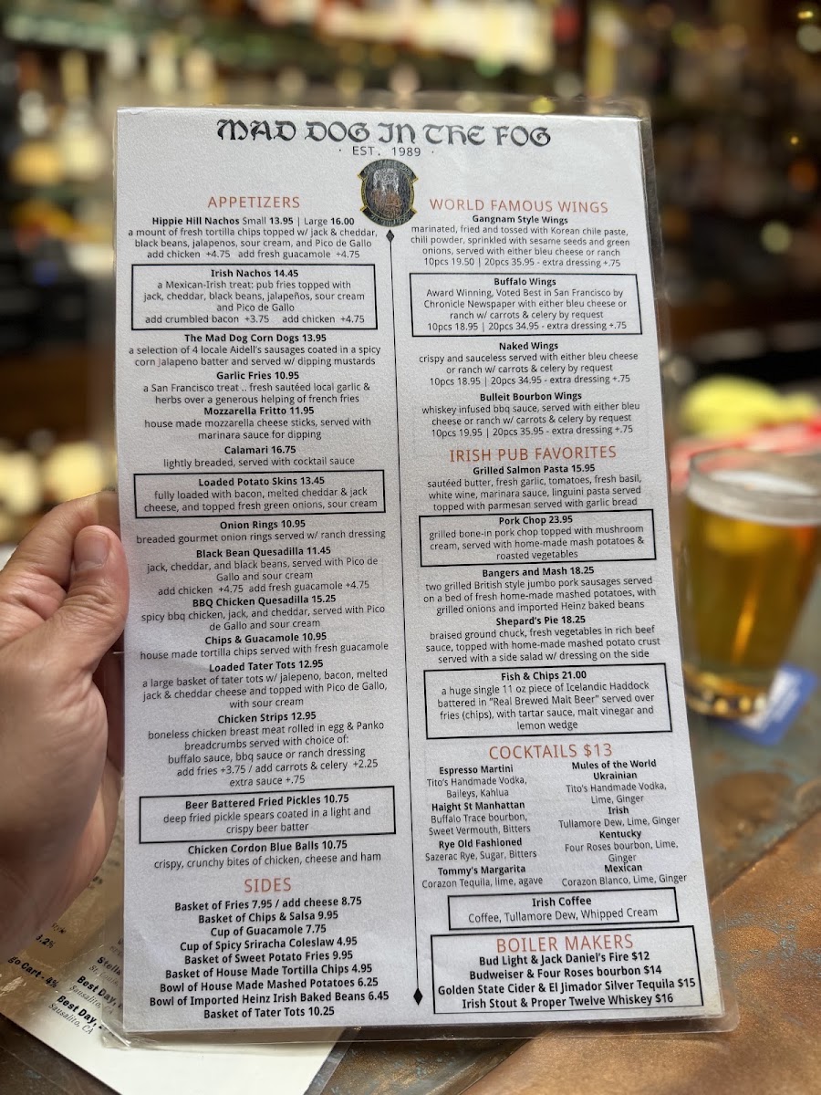 Mad Dog in the Fog Menu 2