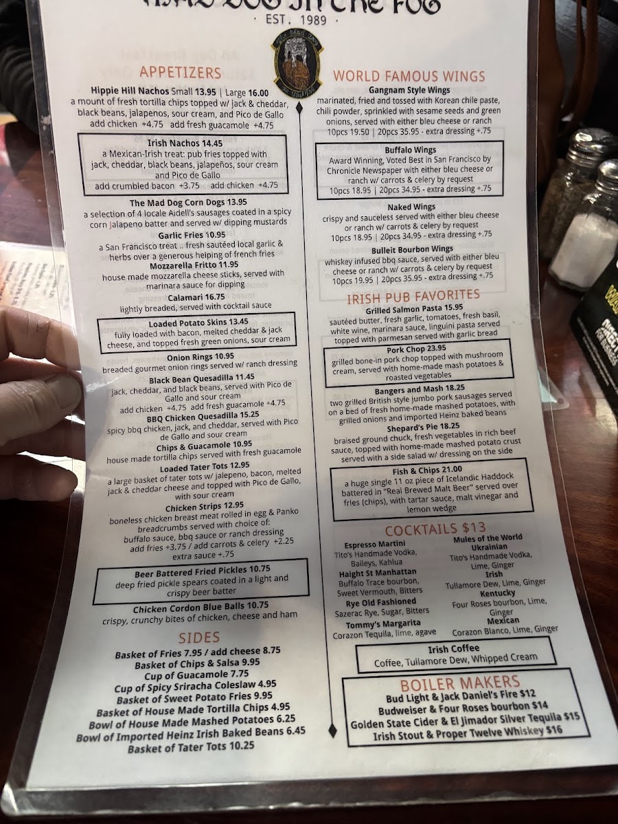 Mad Dog in the Fog Menu 4