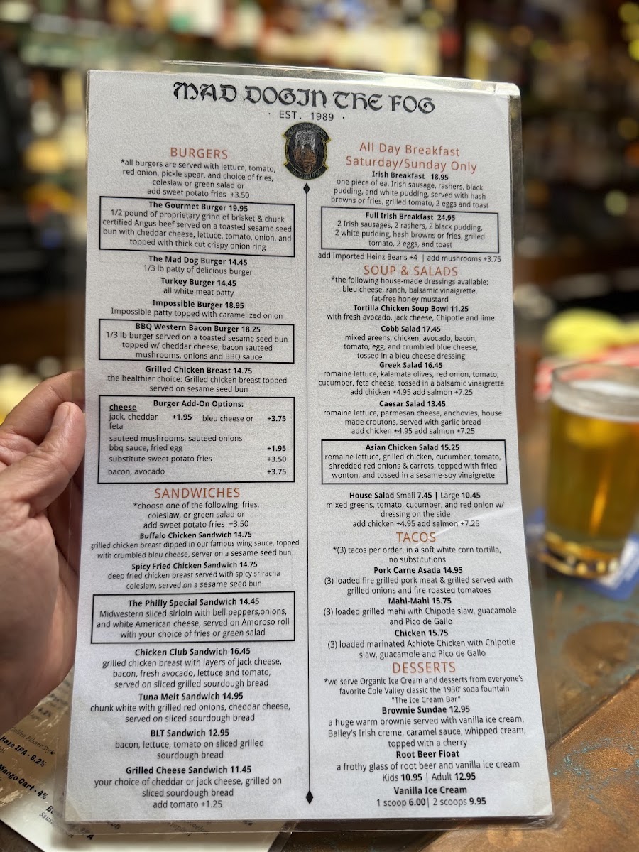 Mad Dog in the Fog Menu 5