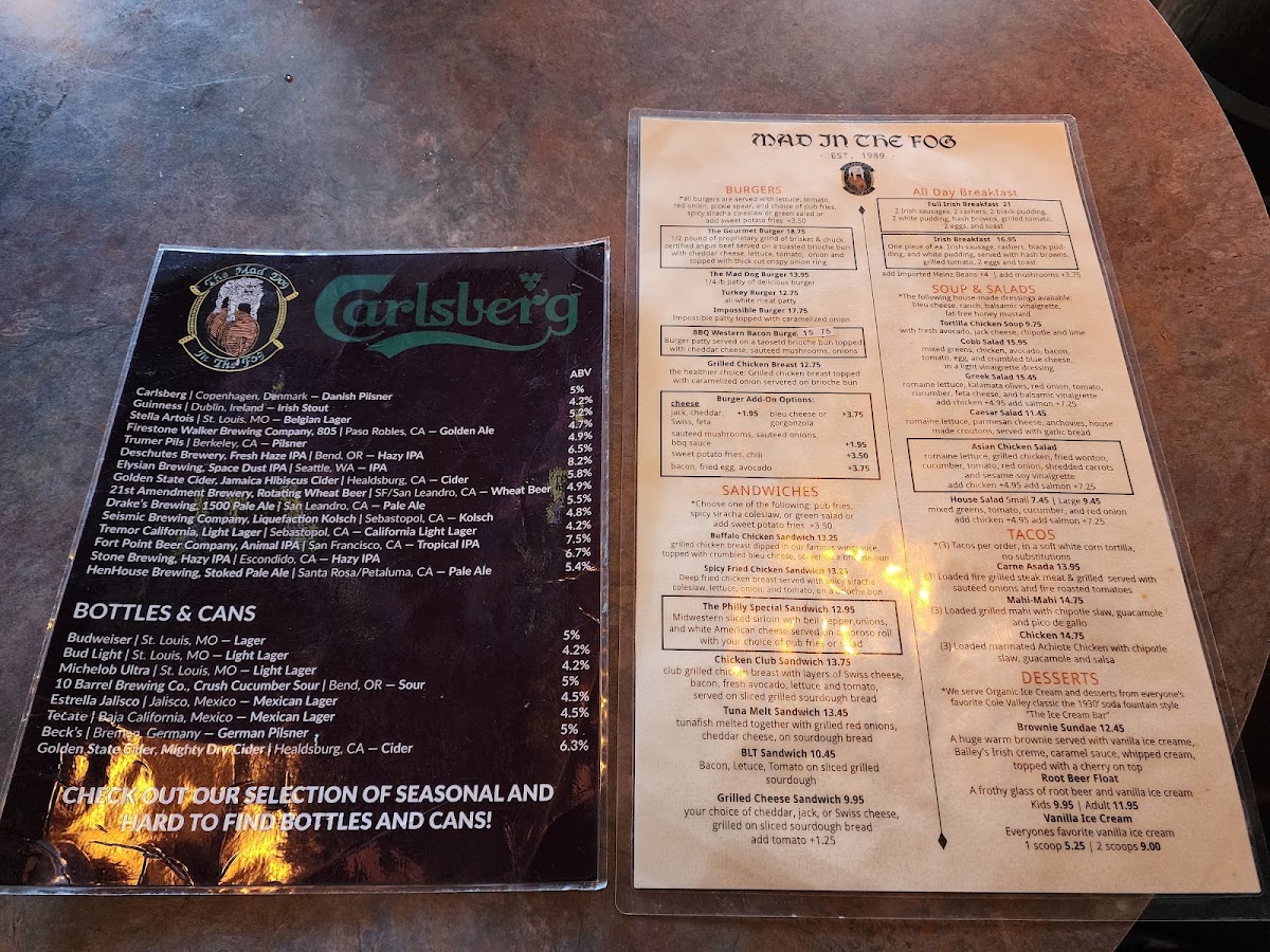 Mad Dog in the Fog Menu 6
