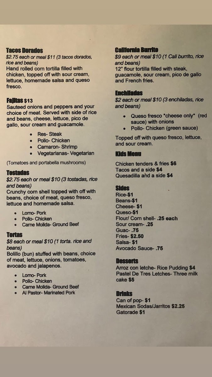 Taqueria El Compa Menu 5