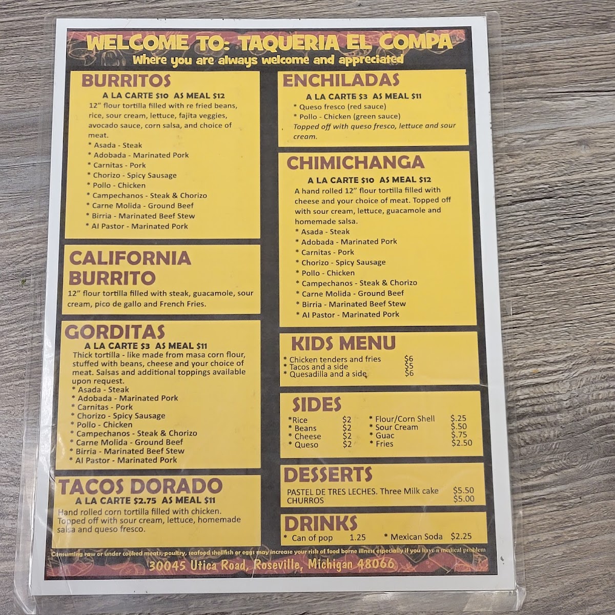 Taqueria El Compa Menu 9