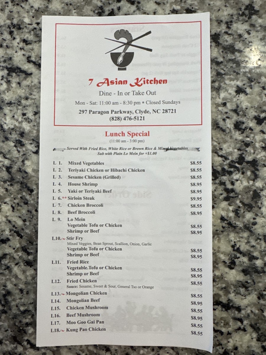 7 Asian Kitchen | Japanese • Chinese • Thai Menu 4