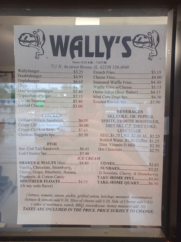 Wally's Drive-In Menu 1