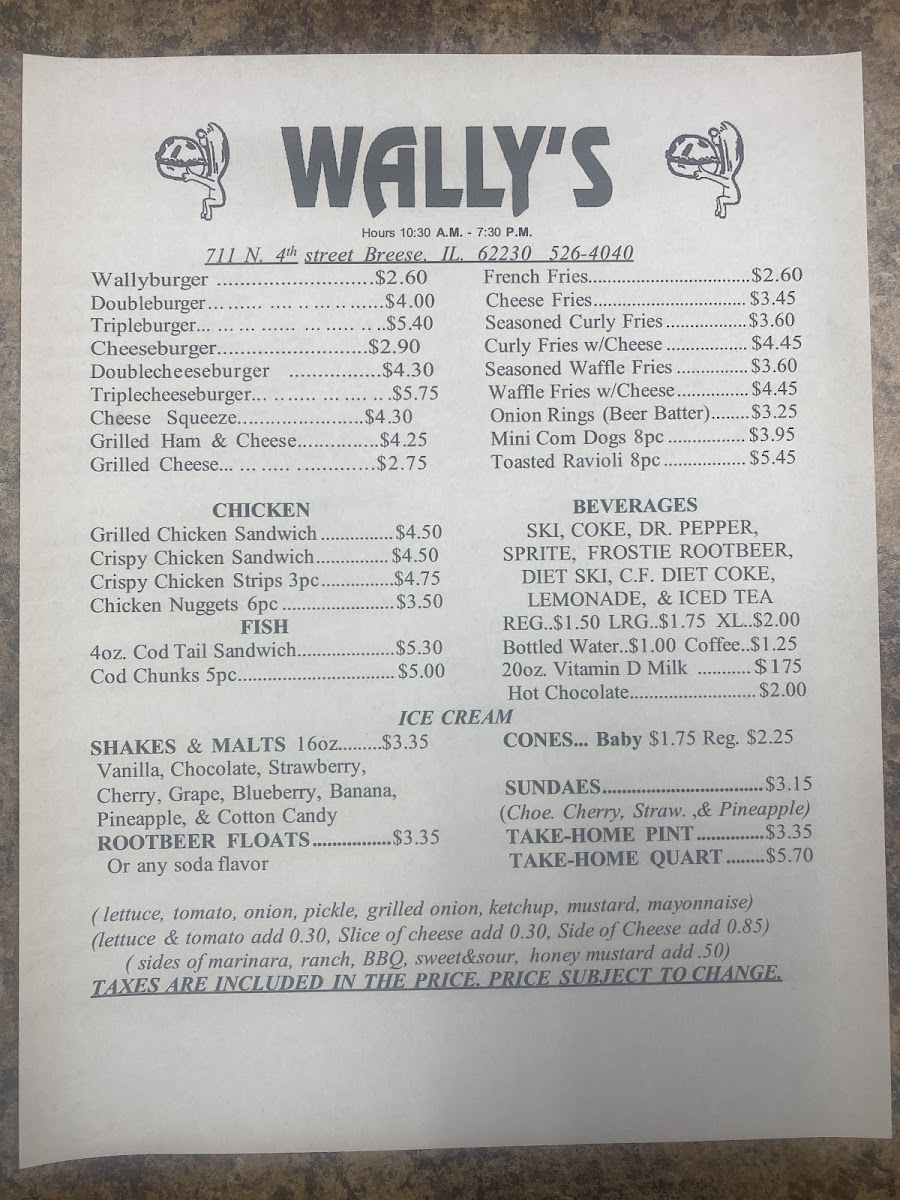 Wally's Drive-In Menu 3