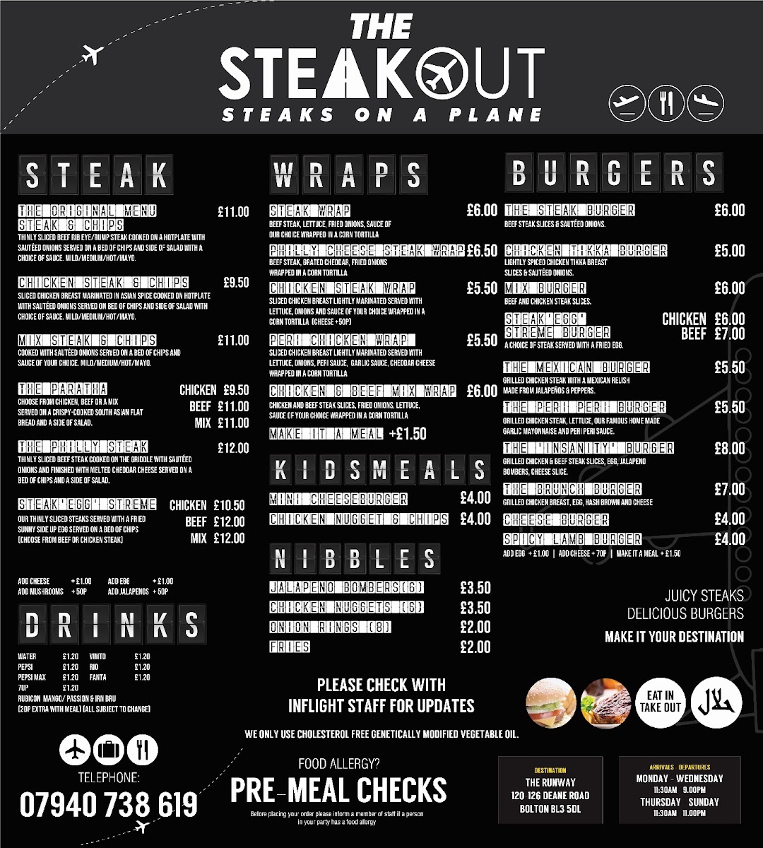Steaks on a Plane Menu 1