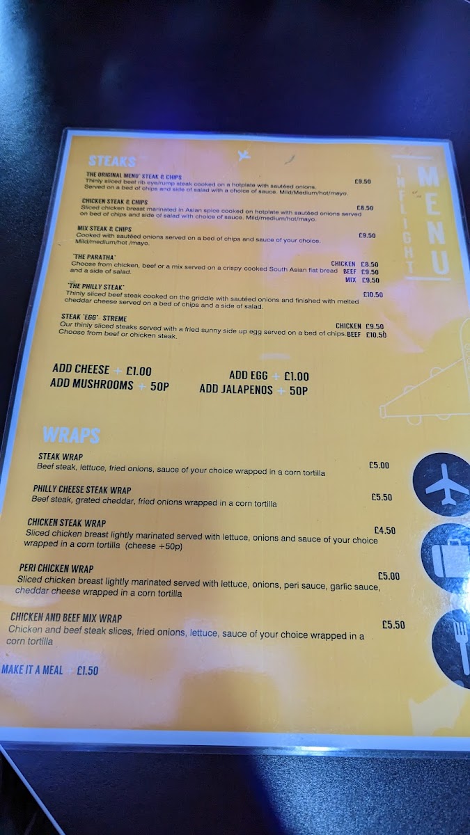 Steaks on a Plane Menu 8