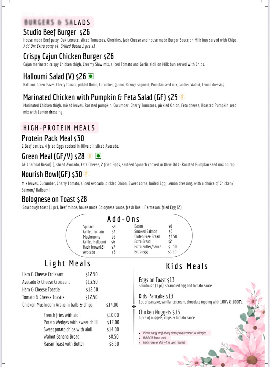 The Coffee Studio Rouse Hill Menu 3