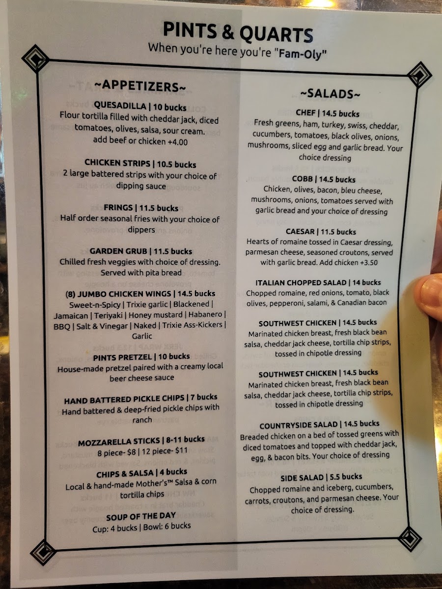 Pints & Quarts - Lacey Menu 10