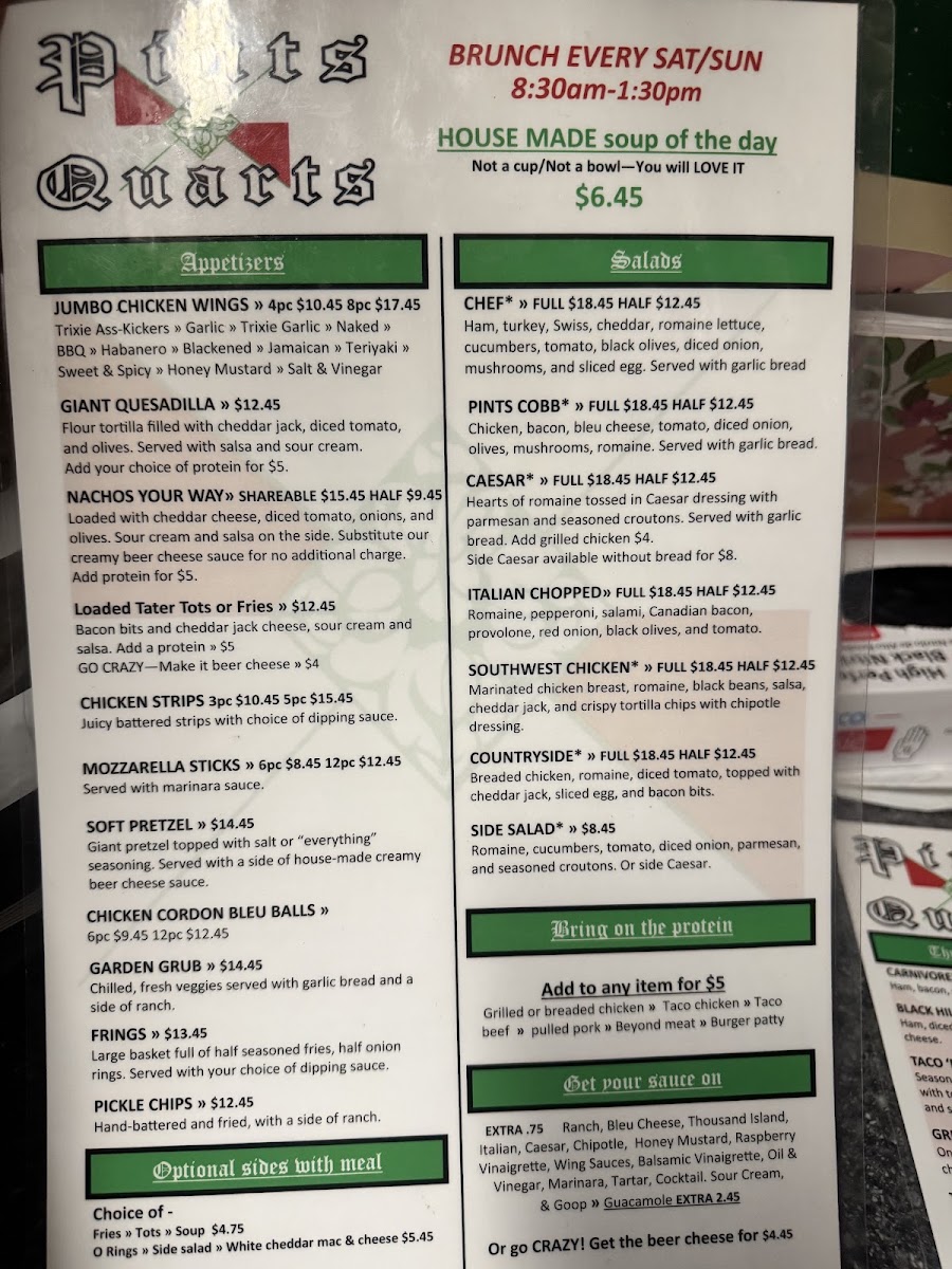 Pints & Quarts - Lacey Menu 3