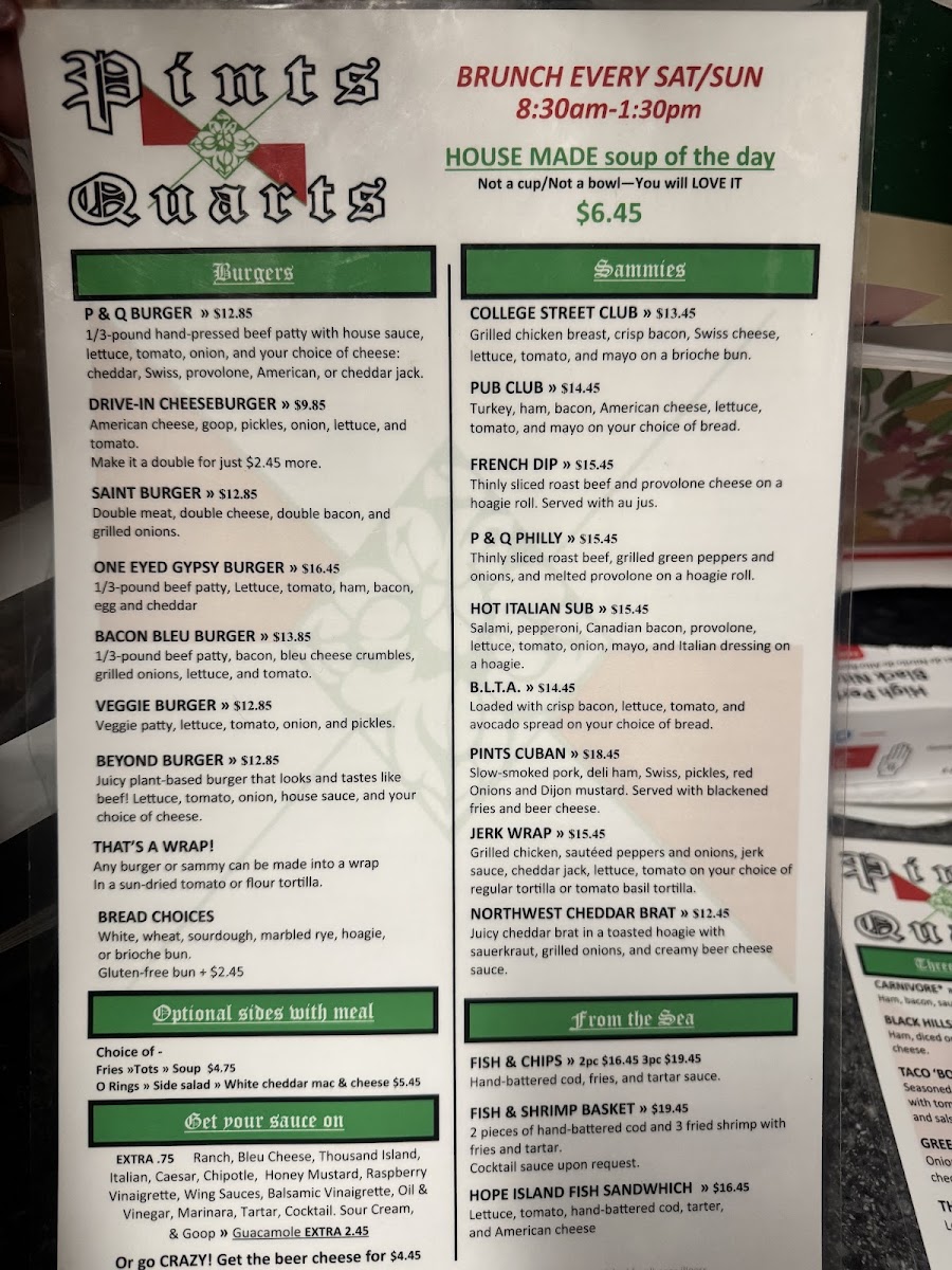 Pints & Quarts - Lacey Menu 4