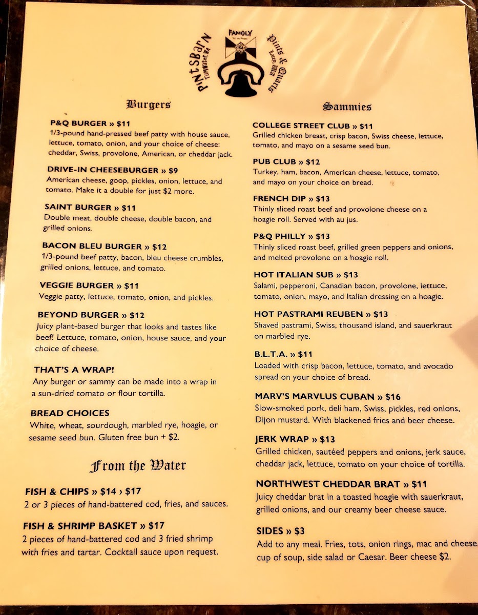 Pints & Quarts - Lacey Menu 5