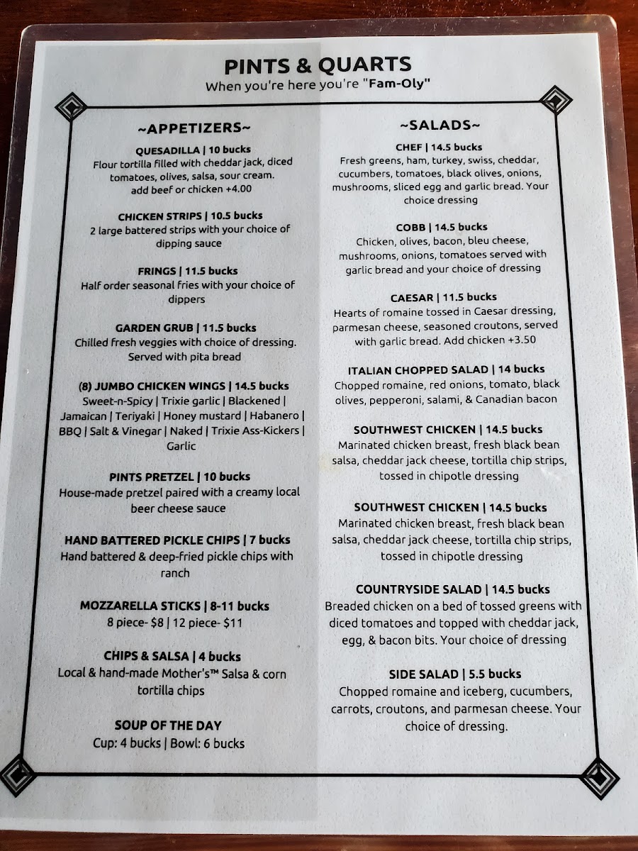 Pints & Quarts - Lacey Menu 6