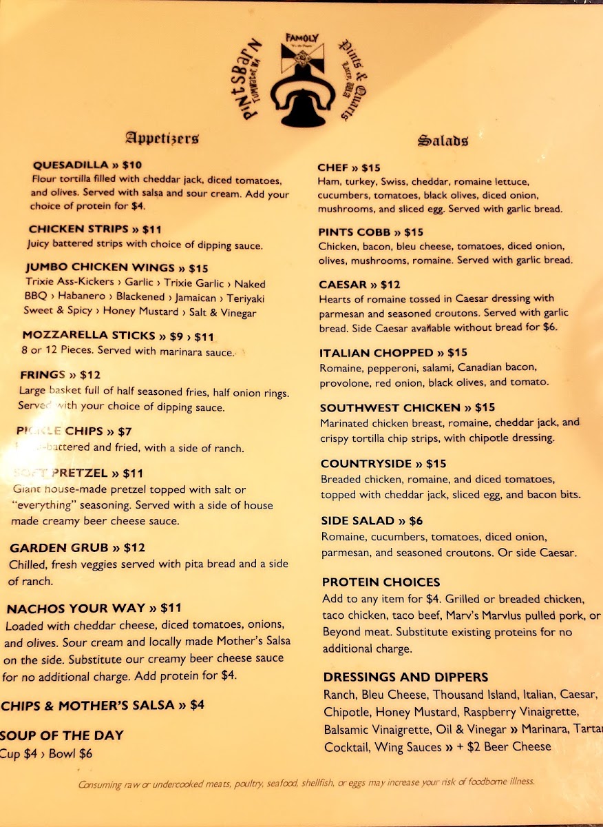 Pints & Quarts - Lacey Menu 8