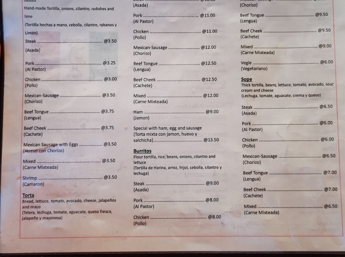 Taqueria Flavio Menu 3