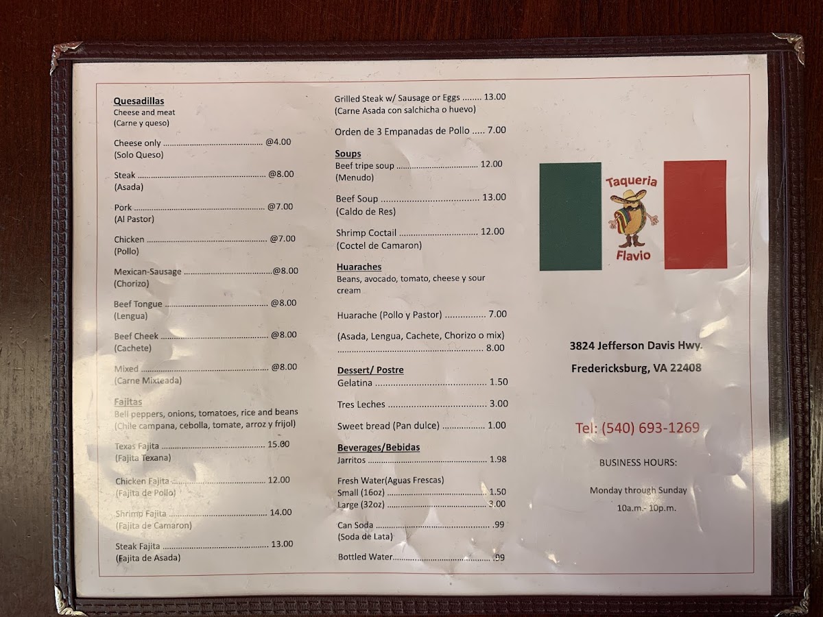 Taqueria Flavio Menu 6