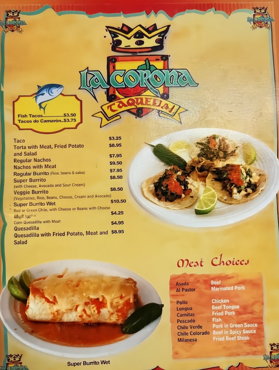 La Corona Taqueria Menu 2