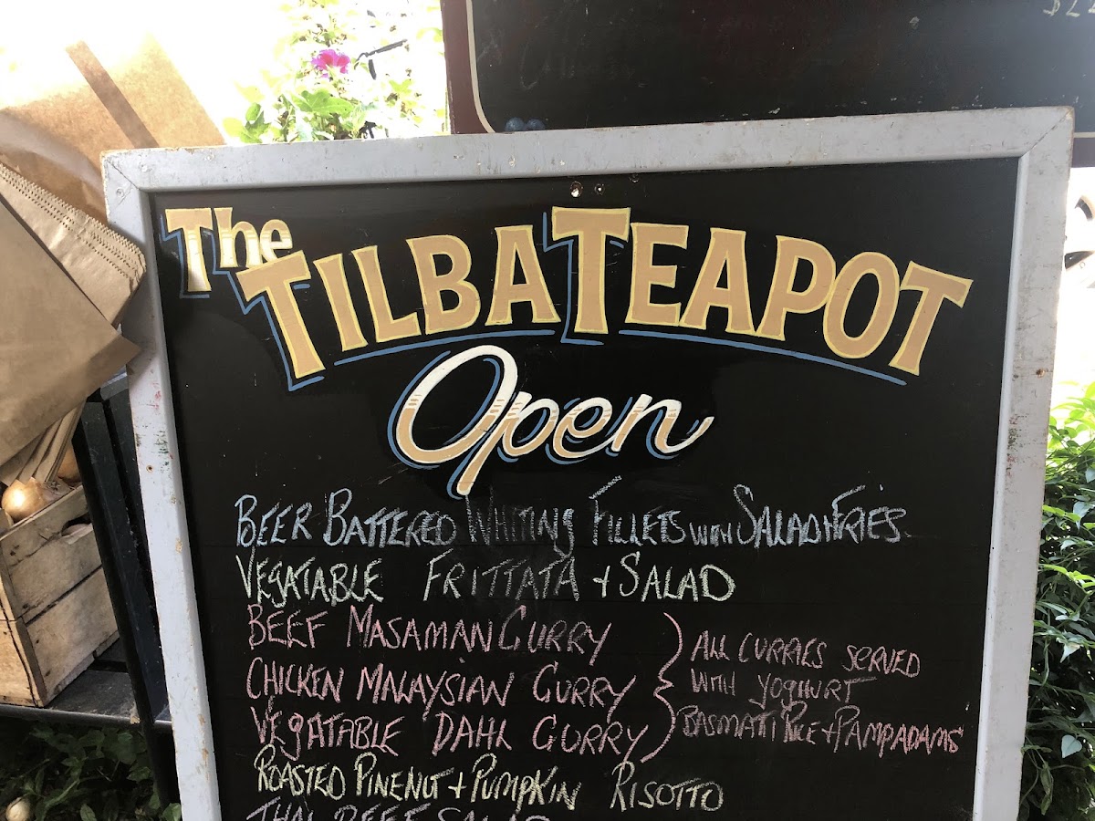 The Tilba Teapot Menu 1