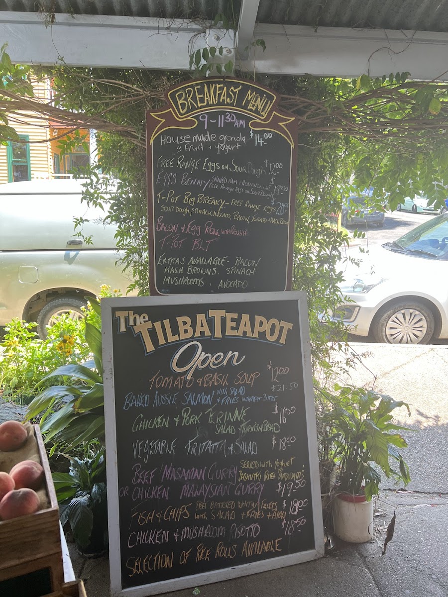 The Tilba Teapot Menu 2