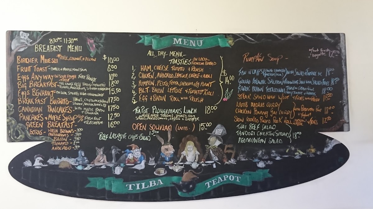The Tilba Teapot Menu 4