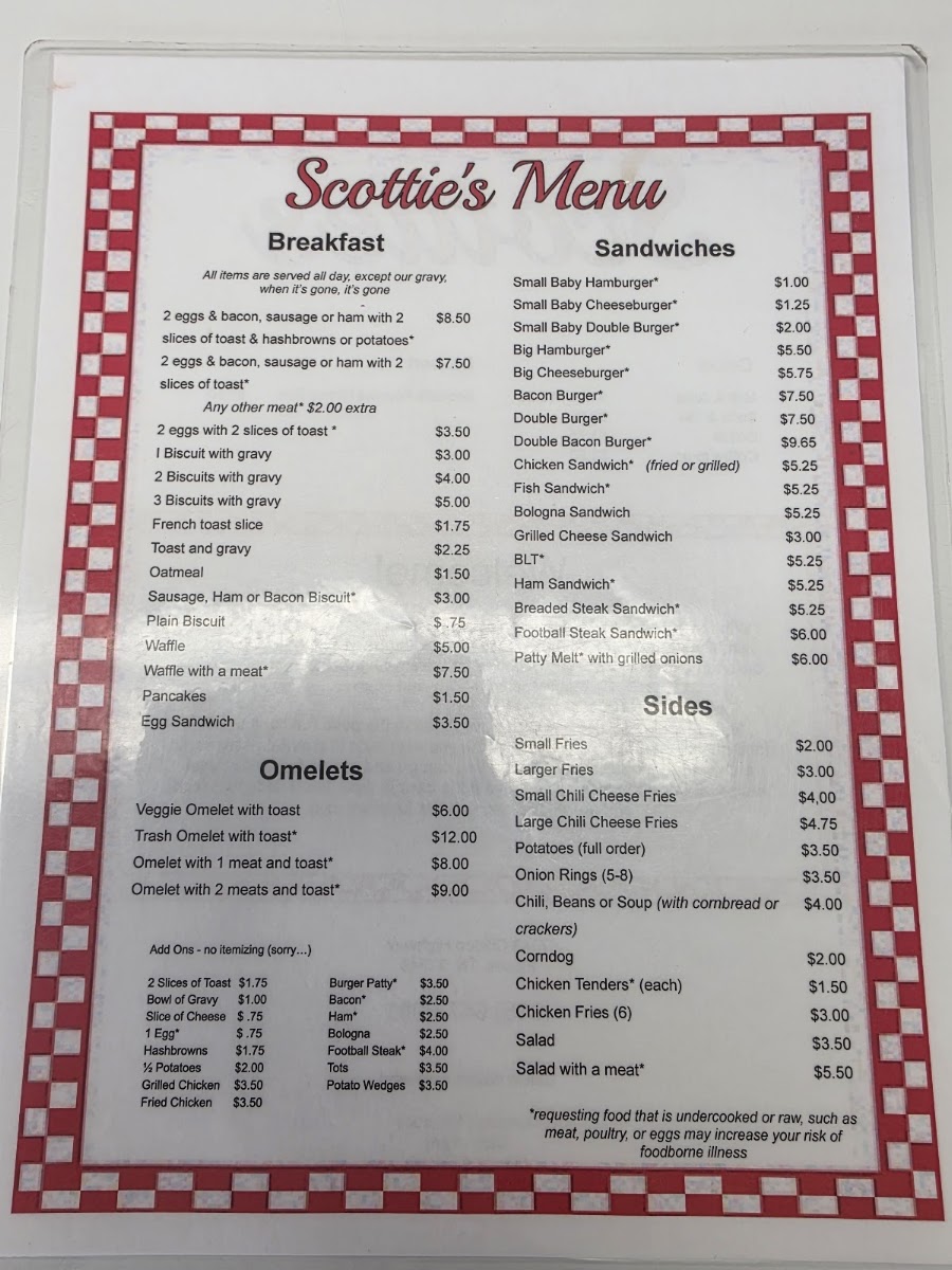Scotties of Powell Menu 1