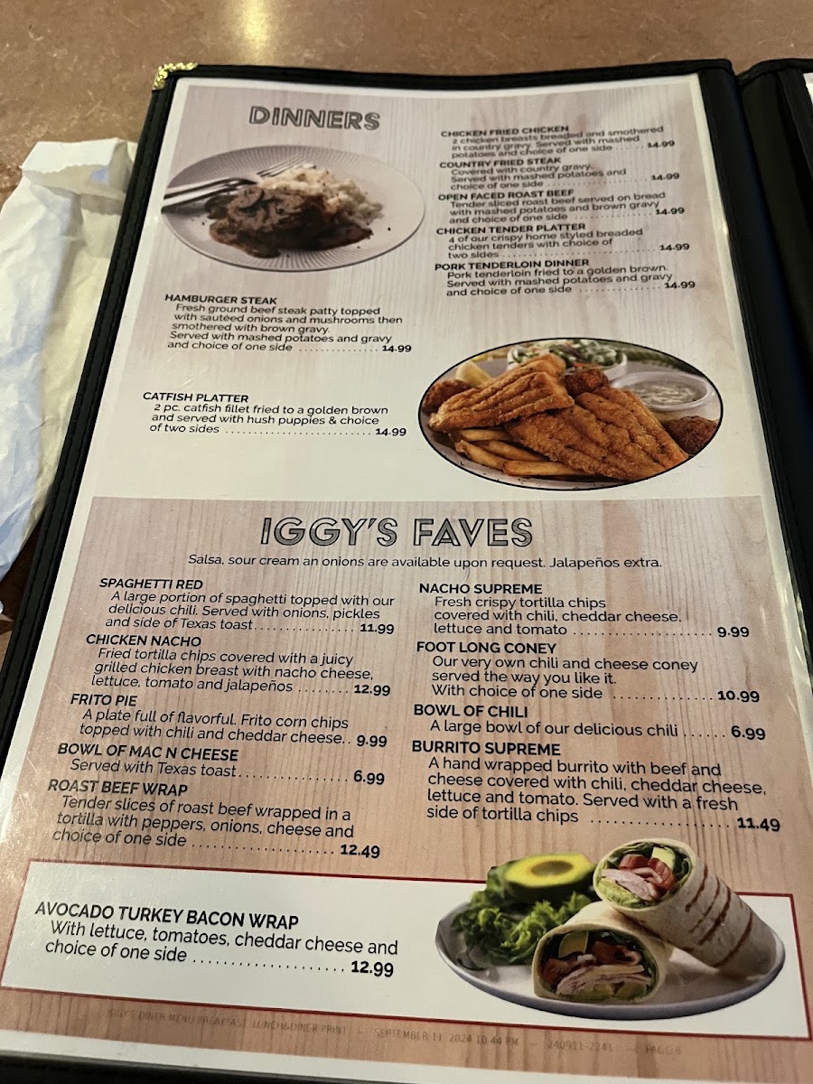 Iggy's Diner Menu 1