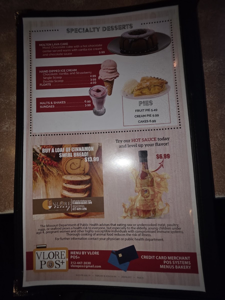 Iggy's Diner Menu 2