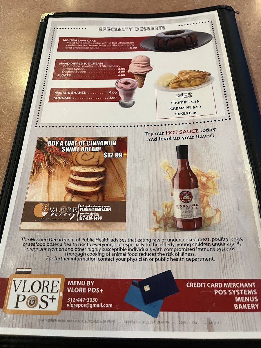 Iggy's Diner Menu 3