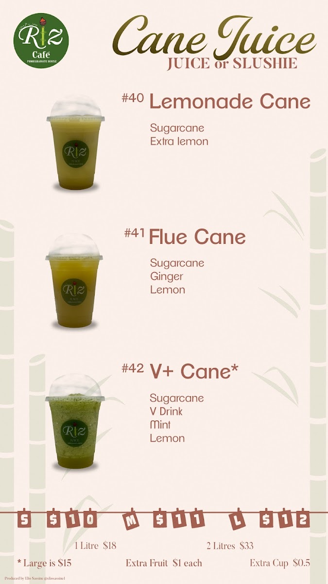Riz Cafe Menu 1